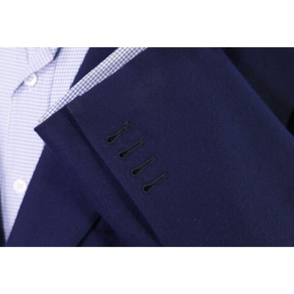 Alexis New York Bespoke Navy Blue Woven Wool Angora Cashmere Blazer Jacket 40R - Picture 6 of 9